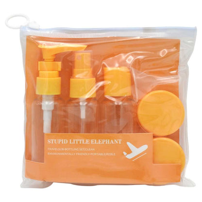 Set Recipiente pentru Cosmetice, Klevo, 5 Piese, cu Gentuta, pentru Calatorii, Reutilizabile, Portocaliu, Material Plastic, 40 ml, 10g