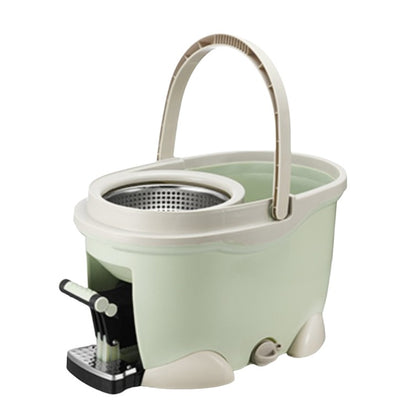 Set Galeata cu Pedala si Mop Rotativ 360°, Klevo, Cu Actiune Centrifuga x4, Pentru Uz Casnic, Maner din Otel Inoxidabil Telescopic, 2 Capte din Bumbac, 46x30x28 cm, Verde Matcha