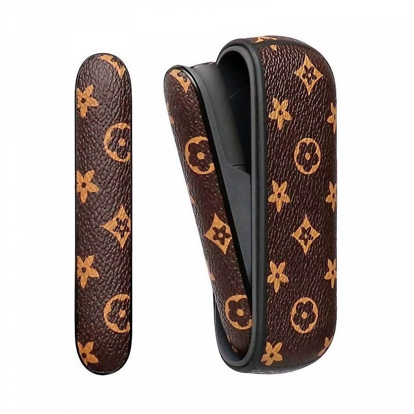 Set Husa Piele Ecologica Si Capac Plastic Klevo, pentru IQOS 3.0 DUO, de Protectie, Anti Soc si Zgarieturi, 20 gr, 12 x 4 x 2 cm, Maro