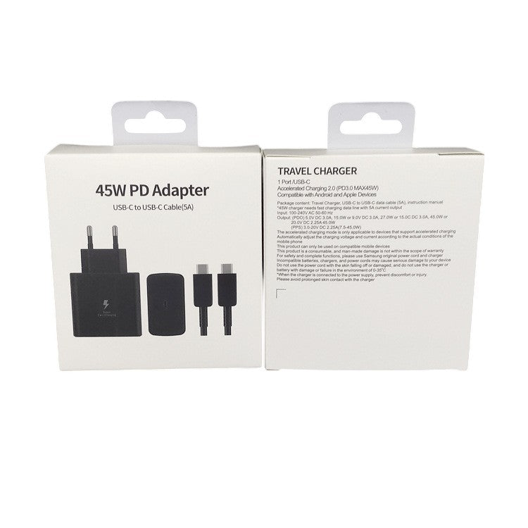 Incarcator Super Fast Charge, Klevo, Adaptor Fast Charge 45W, 5A, PD 3.0, Cablu 1m, Incarcator Fast Charge USB Type-C, Negru