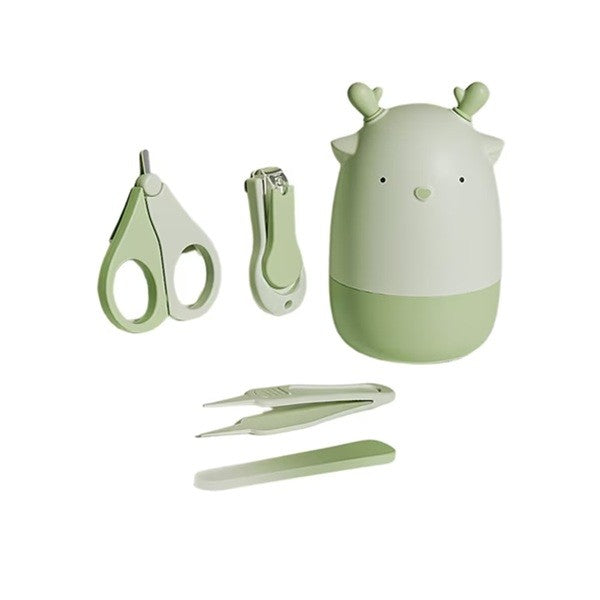 Set 4in1 de Ingrijire Unghii pentru Bebelusi, Klevo, Cutie de Depozitare Tip Cerb, 0-6 Ani, 11 x 6 x 11 cm, Verde