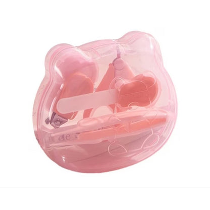 Set Ingrijire Unghii pentru Bebelusi, Klevo, Cutie de Depozitare in Forma de Ursulet, 10 x 9.5 cm, Roz