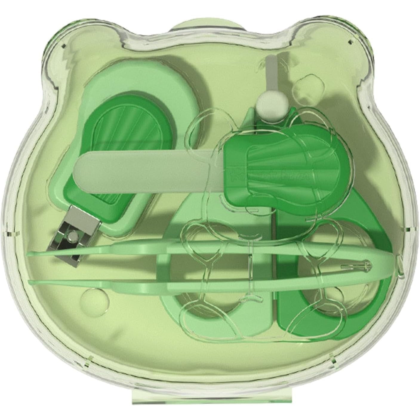 Set Ingrijire Unghii pentru Bebelusi, Klevo, Cutie de Depozitare in Forma de Ursulet, 10 x 9.5 cm, Verde
