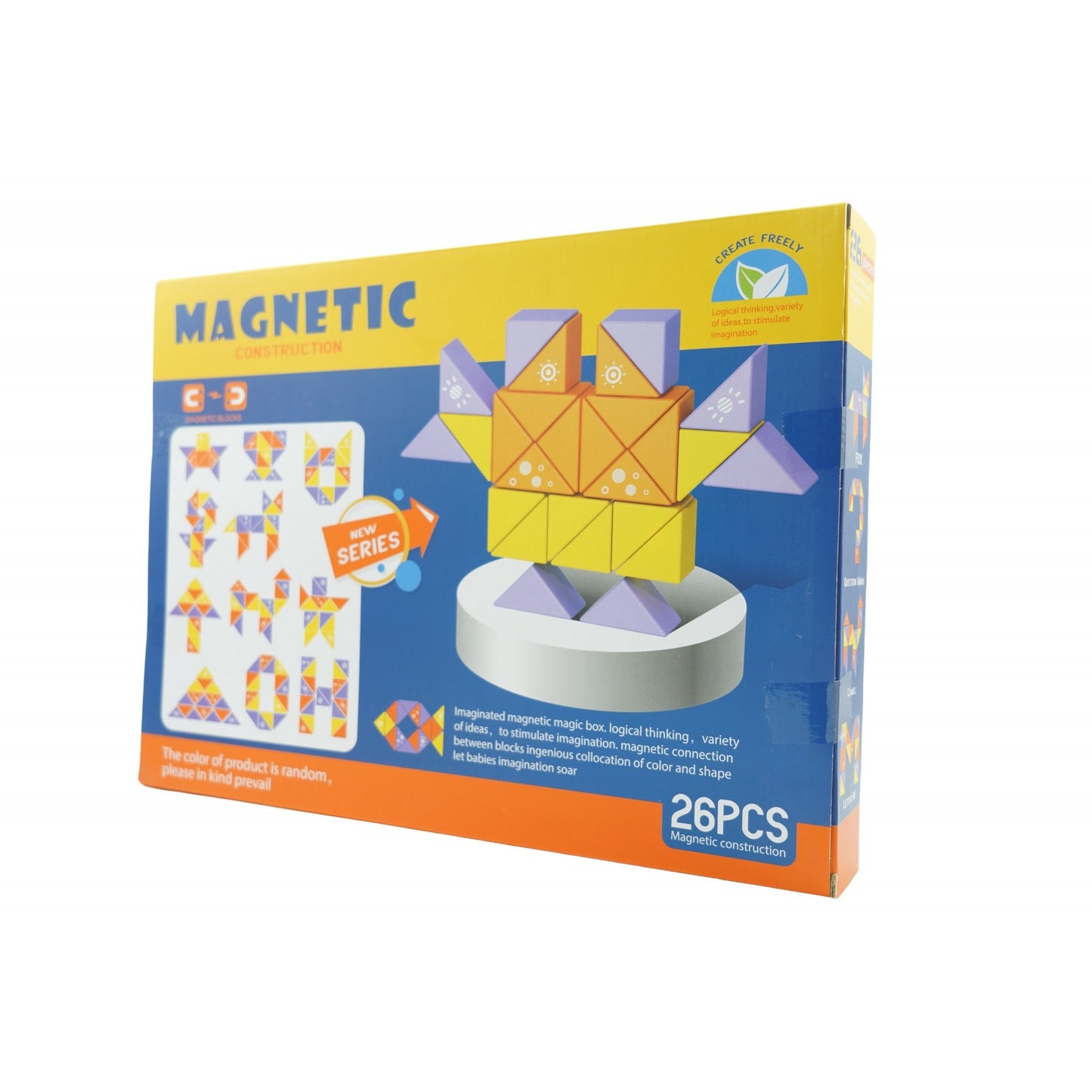 Set inteligent de constructie cu piese magnetice, Klevo, 26 piese, pentru copii, +3 ani, multicolor