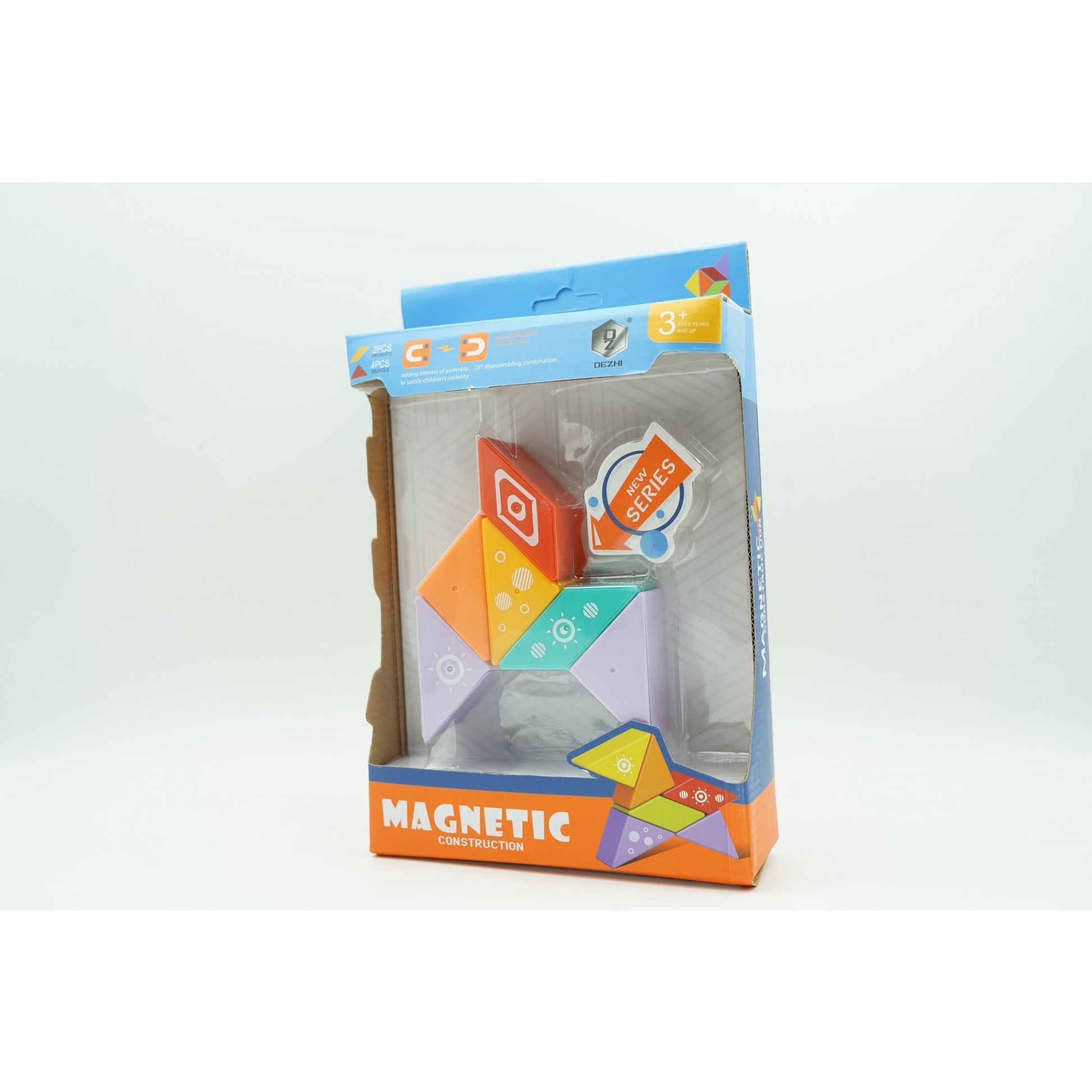 Set inteligent de constructie cu piese magnetice, Klevo, 6 piese, pentru copii, +3 ani, multicolor