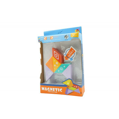 Set inteligent de constructie cu piese magnetice, Klevo, 6 piese, pentru copii, +3 ani, multicolor