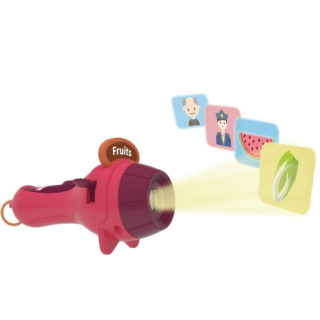 Set Jucarie Educativa, Klevo, Proiector Tip Lanterna Pentru Copii, 6 Teme, 48 de Imagini, Cutie Depozitare, +3 ani, Rosu