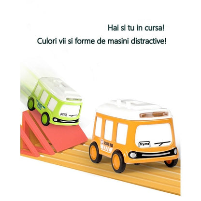 Set jucarie pentru copii, Klevo, masina-ceas verde si portocalie