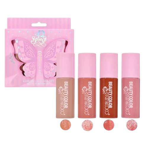 Set Luciu de Buze, Kevin&Coco, 4 Lip Gloss, Model Believe, Stralucire si Hidratare Intensa, 10x2.2x10.3 cm, 4x2.5 ml, Multicolor
