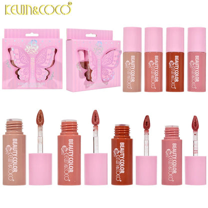 Set Luciu de Buze, Kevin&Coco, 4 Lip Gloss, Model Believe, Stralucire si Hidratare Intensa, 10x2.2x10.3 cm, 4x2.5 ml, Multicolor