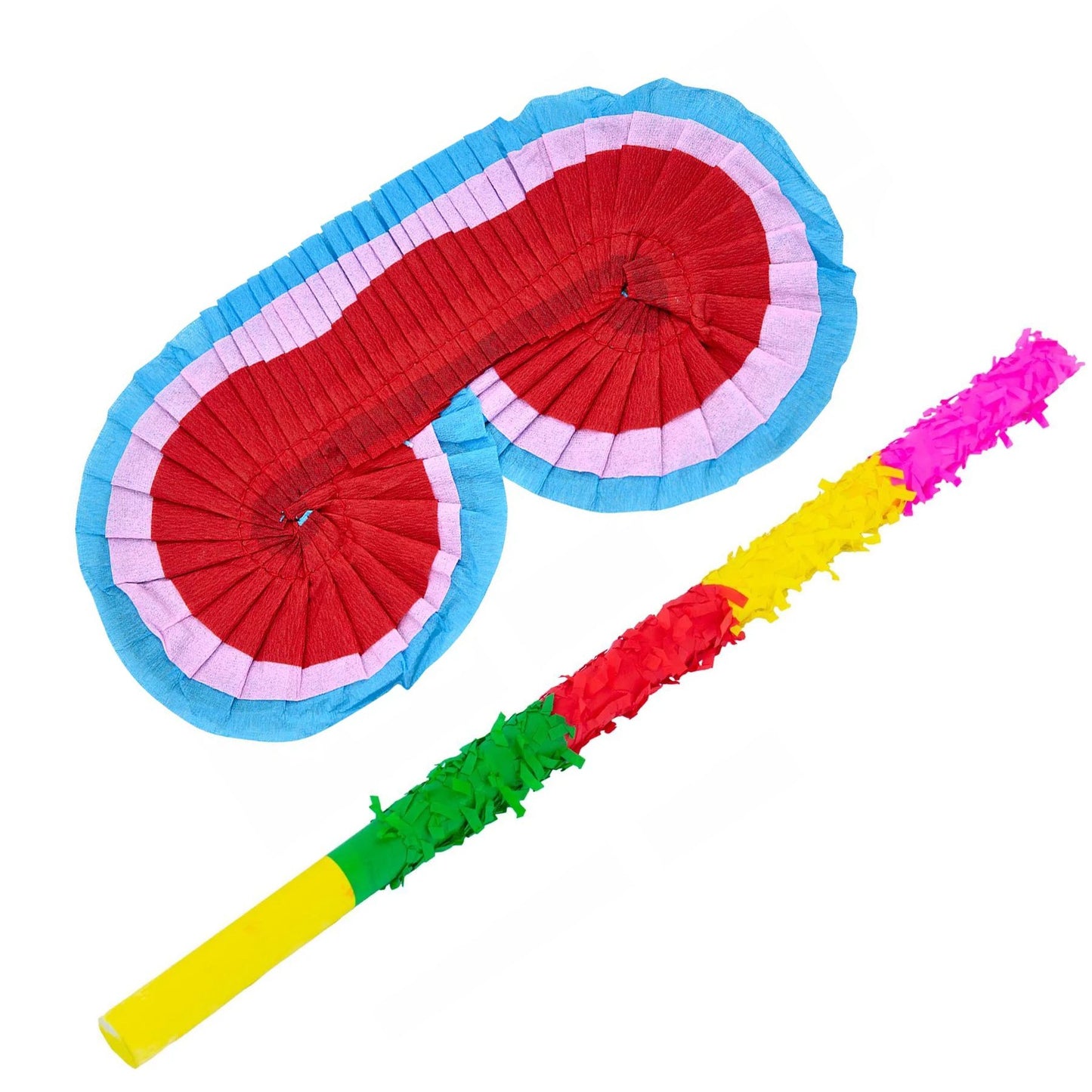 Set Masca BLINDFOLD cu Bat pentru Pinata, Klevo, Accesorii pentru Pinata, din Hartie Carton, Multicolor
