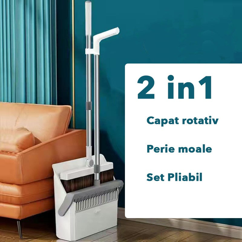 Set Matura si Faras cu Coada Klevo, cu Dinti de Pieptene pentru Curatare Matura, rotativ, pliabil, detasabil, Otel inoxidabil si Polipropilena, 99 x 30 cm Gri