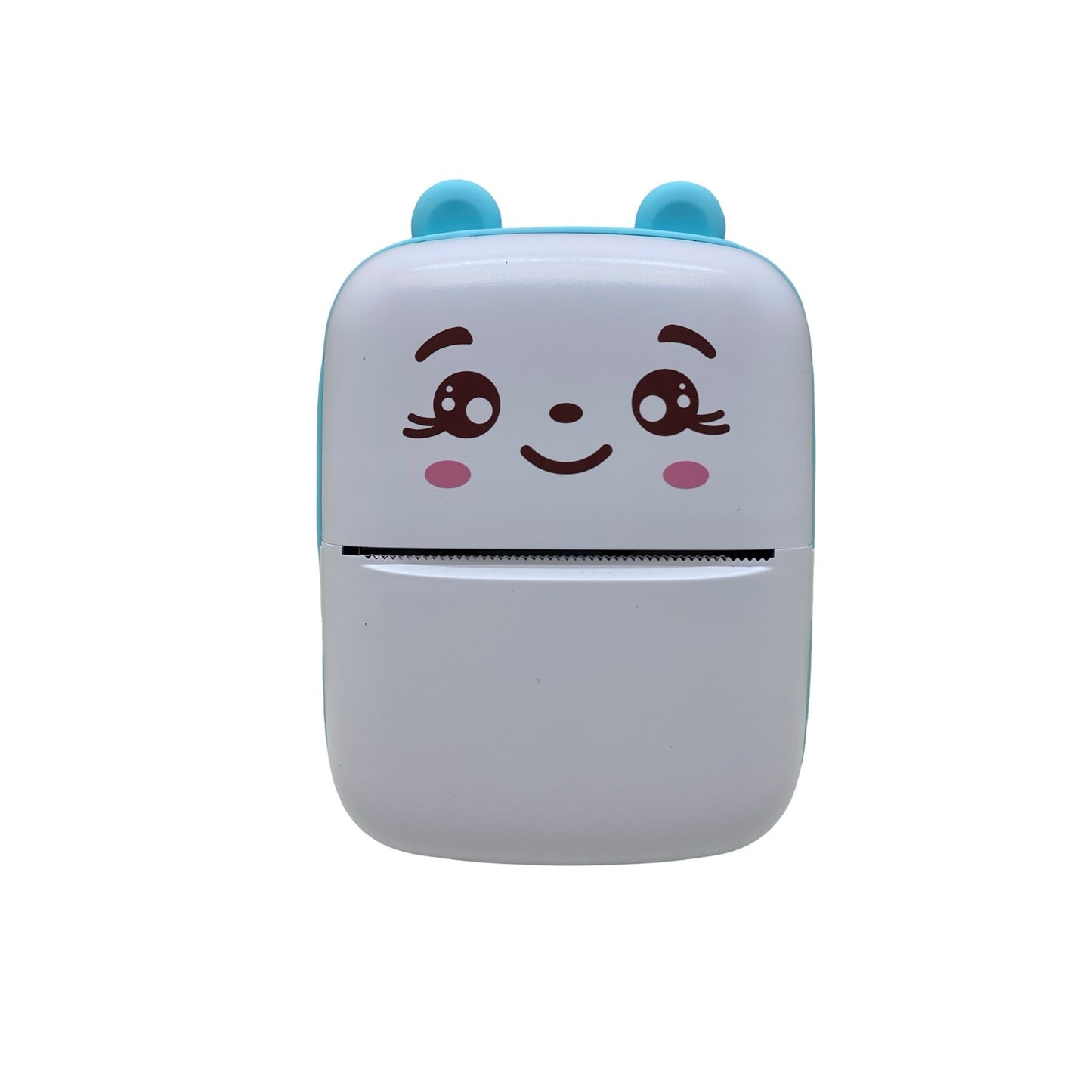 Set Mini Imprimanta Foto Portabila, Klevo, Include: 1x Set de Markere, 5x Role de Hartie Termica, 5x Role Hartie Adeziva, Incarcare USB, Bluetooth, Print Alb-Negru, Model Ursulet, Alb/Albastru