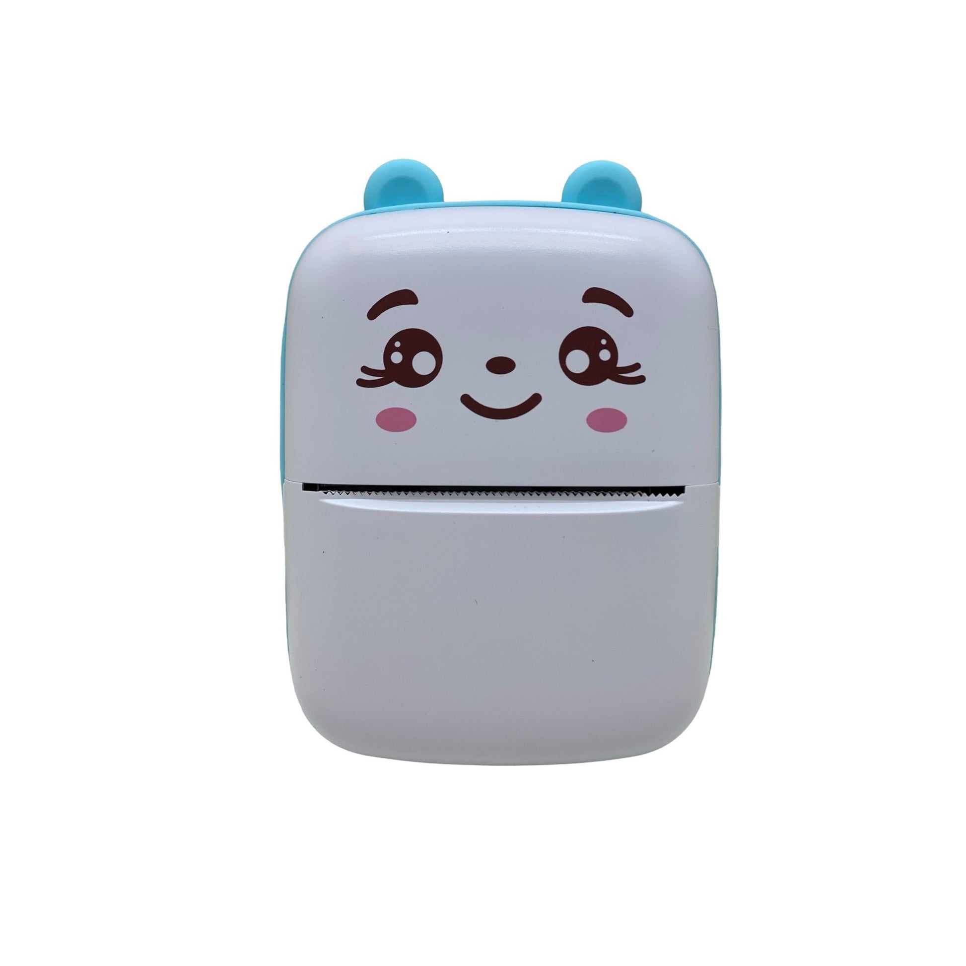 Set Mini Imprimanta Foto Portabila, Klevo, Include: 1x Set de Markere, 5x Role de Hartie Termica, 5x Role Hartie Adeziva, Incarcare USB, Bluetooth, Print Alb-Negru, Model Ursulet, Alb/Albastru