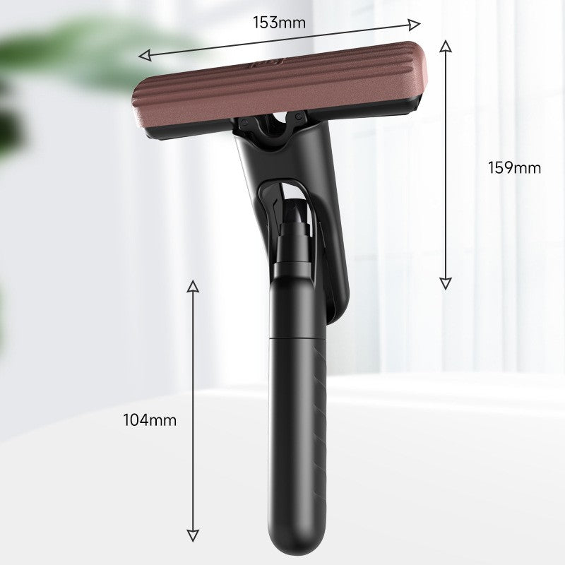 Mop Plat cu Pulverizare, Klevo, Recipient pentru Solutie de Suprafete, Geamuri, Interior Auto, Maner Scurt, Usor de Utilizat, Sistem de Stoarcere, 15.5 x 15.5 x 12.5 cm, Negru