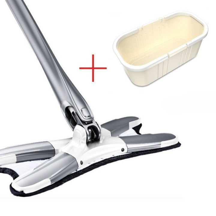 Set Mop Plat + Galeata, Klevo, cu Sistem de Stoargere, Lungime Telescopica 140 cm, Argintiu/Galben
