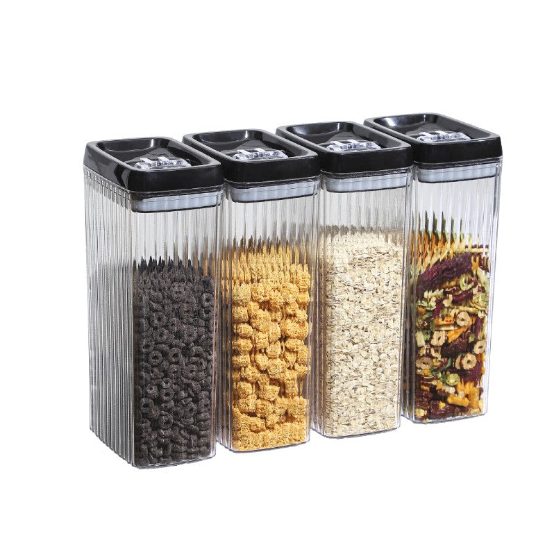 Set 4 Recipiente din Plastic, Klevo, pentru Alimente/Obiecte, Inchidere Ermetica, Textura Ondulata, 4 x 3.3 l, Transparent