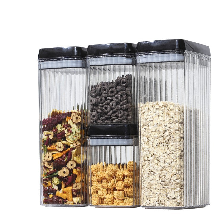 Set 4 Recipiente din Plastic, Klevo, pentru Alimente/Obiecte, Inchidere Ermetica, Textura Ondulata, 2 x 1.5l, 2 x 3.3 l, Transparent