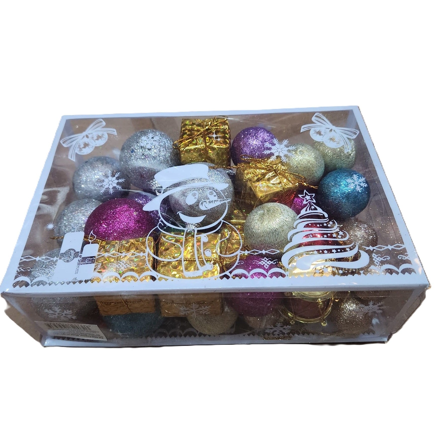 Set 45 Globuri de Craciun, Klevo, pentru Brad, Model 2, cu Glitter, Lucioase, Multicolor