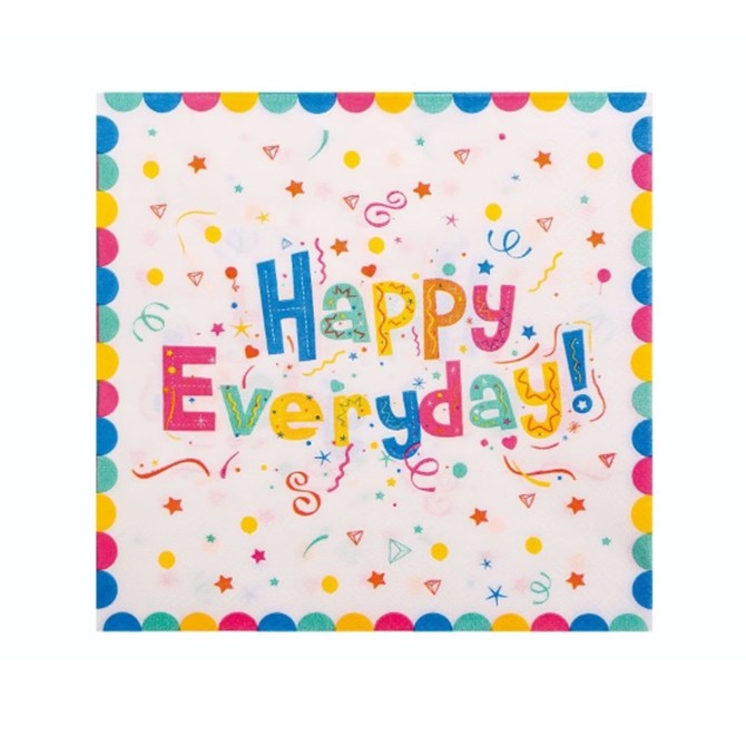 Set 20 Servetele de Masa, Klevo, din Hartie, 33 x 33 cm, Model Happy Everyday, Multicolor