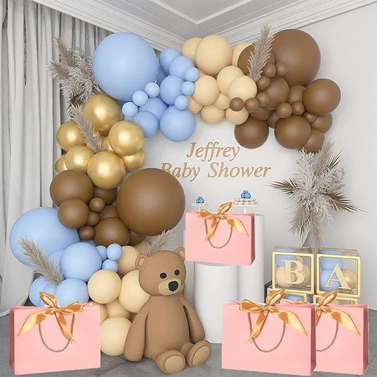 Baloane pentru Arcada, pentru Baieti, BABY SHOWER, Klevo, Mset mix din 107 Baloane, din Latex pentru decor, Albastru Maro