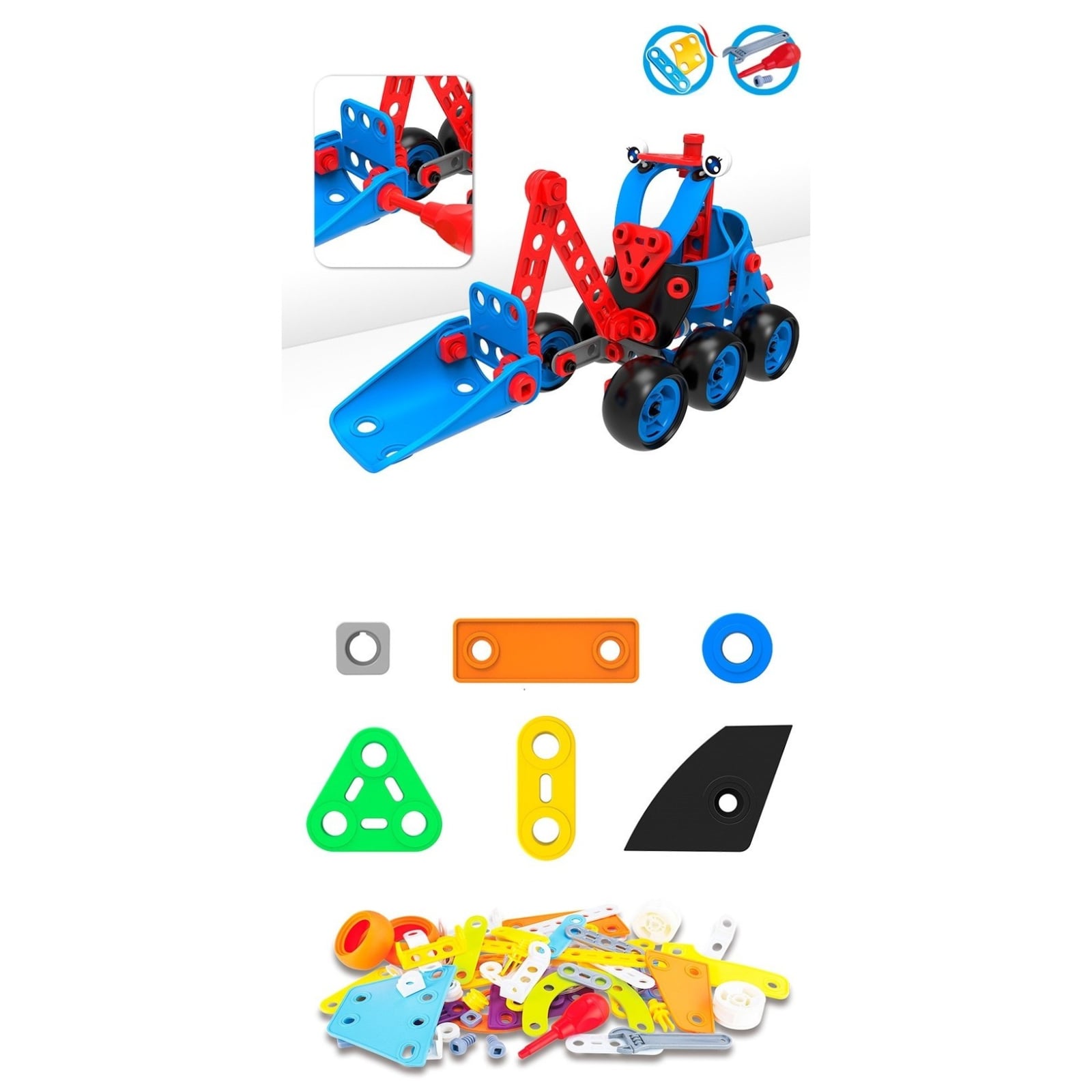 Set pentru construit masini, Klevo, Educativ si creativ, 134 piese