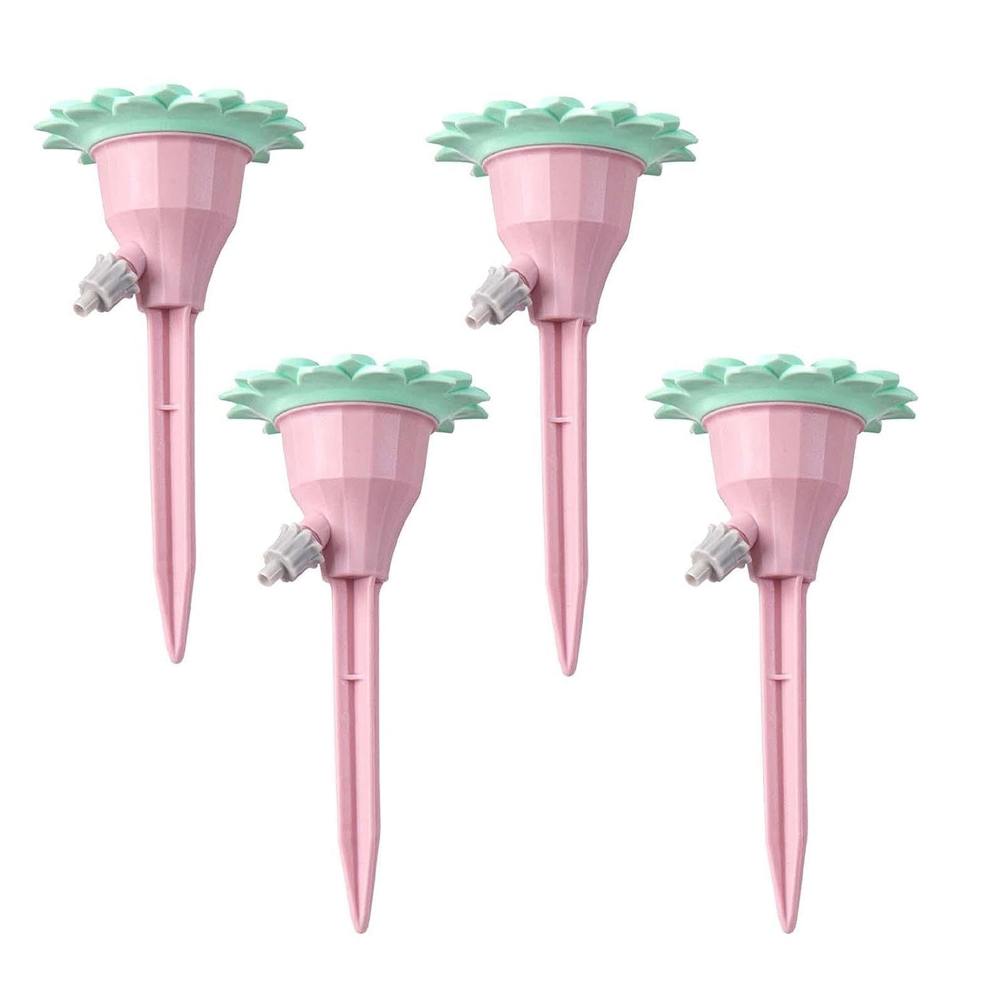 Set picuratoare cu valva pentru irigare Klevo, design floare, viteza reglabila, fixare prin infigere, practic, 16.8 x 9 cm, roz