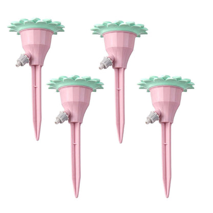 Set picuratoare cu valva pentru irigare Klevo, design floare, viteza reglabila, fixare prin infigere, practic, 16.8 x 9 cm, roz