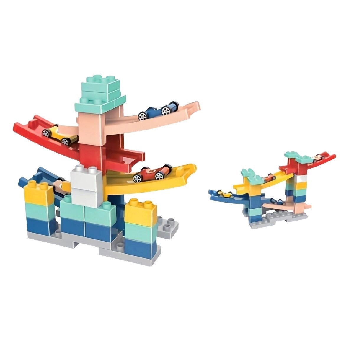 Set piese pentru constructie, Klevo, Rampa auto, 30 piese, Masinute incluse