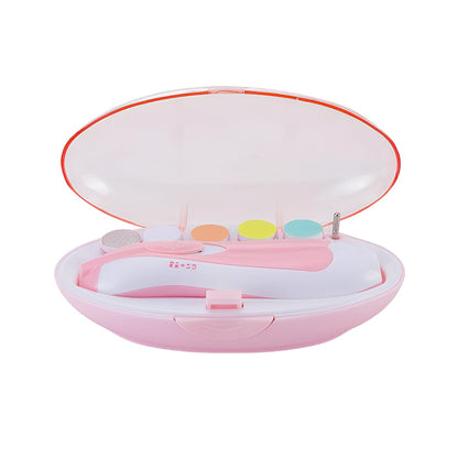 Set Pila Electrica pentru Copii si Bebelusi, Klevo, ABS, 6 Accesorii, cu Lumina LED, Roz Alb