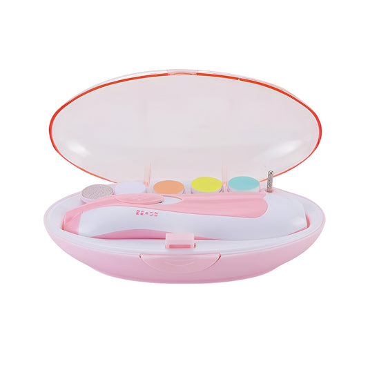 Set Pila Electrica pentru Copii si Bebelusi, Klevo, ABS, 6 Accesorii, cu Lumina LED, Roz Alb
