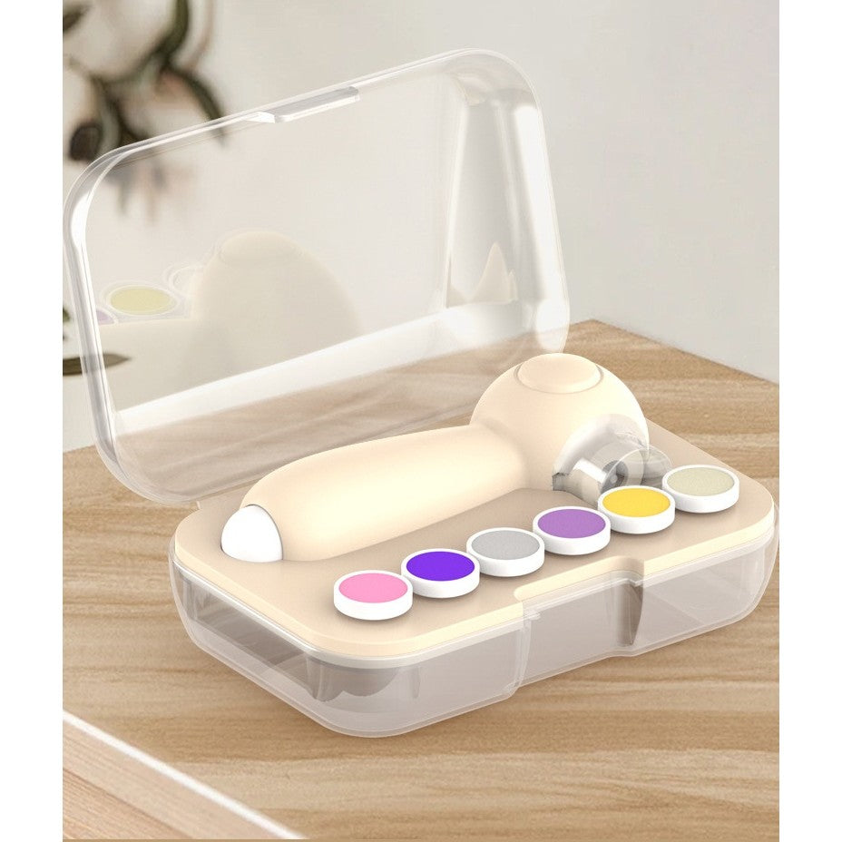 Set Pila Electrica, Klevo, pentru Copii si Bebelusi, din ABS, 6 Accesorii, Incarcare USB, cu Lumina Led, 11.5 x 5.5 cm, Alb