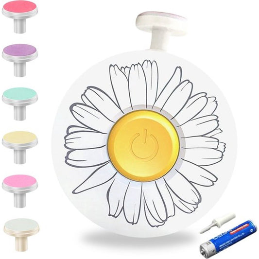 Set Pila Electrica pentru Copii si Bebelusi, Klevo, ABS, Incarcare USB, Model cu Flori, 6 Accesorii, cu Lumina LED, Alb