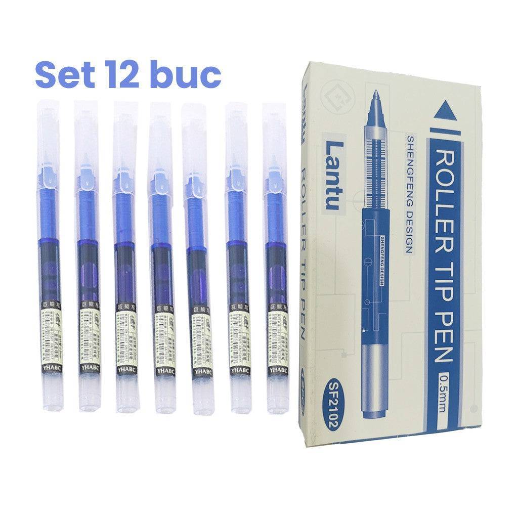 Set Pixuri Profesionale cu Bila, Klevo, pe Baza de Apa Set 12 bucati, Varf Ascutit de 0.5 mm, Pentru Scoala sau Birou, Albastru