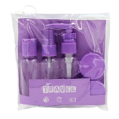 Set Recipiente pentru Cosmetice, Klevo, 5 Piese, cu Gentuta, pentru Calatorii, Reutilizabile, Mov, Material Plastic, 40 ml, 10g