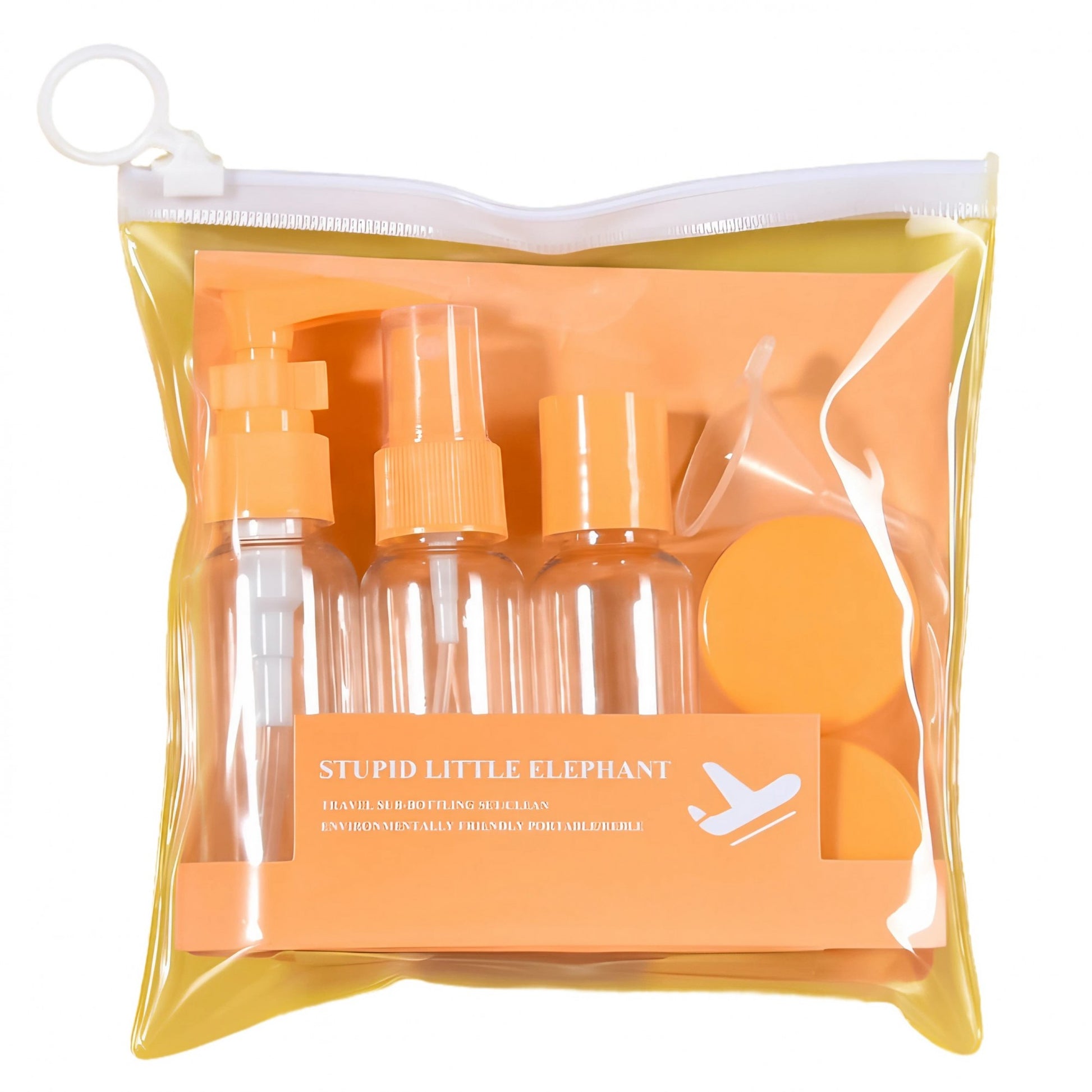 Set Recipiente pentru Cosmetice, Klevo, 5 Piese, cu Gentuta, pentru Calatorii, Reutilizabile, Portocaliu, Material Plastic, 40 ml, 10g