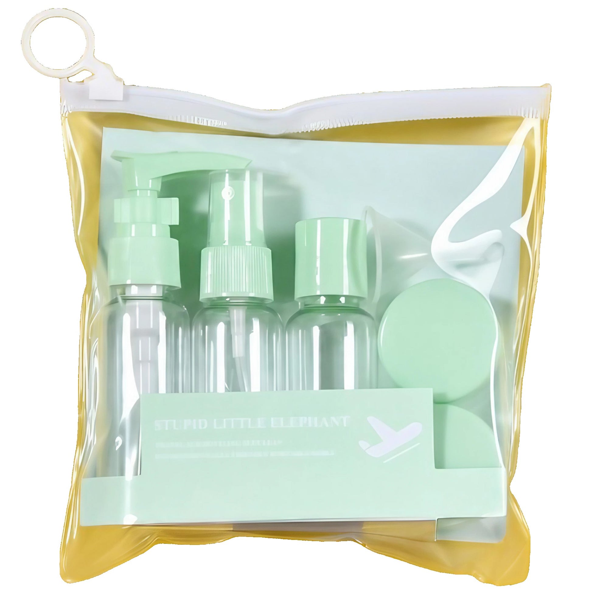 Set Recipiente pentru Cosmetice, Klevo, 5 Piese, cu Gentuta, pentru Calatorii, Reutilizabile, Verde, Material Plastic, 40 ml, 10g