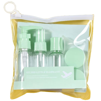 Set Recipiente pentru Cosmetice, Klevo, 5 Piese, cu Gentuta, pentru Calatorii, Reutilizabile, Verde, Material Plastic, 40 ml, 10g