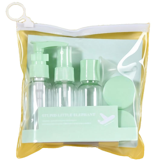 Set Recipiente pentru Cosmetice, Klevo, 5 Piese, cu Gentuta, pentru Calatorii, Reutilizabile, Verde, Material Plastic, 40 ml, 10g
