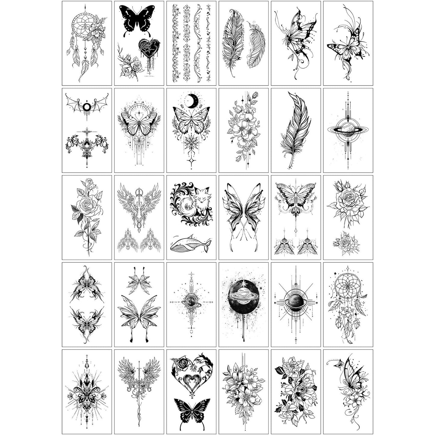 Set 30 Tatuaje Temporare, Klevo, pe Baza de Apa, Model 1, Negru