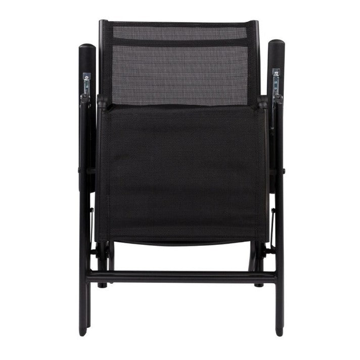 Scaun 2in1 de Gradina, Klevo, Sezlong, Suport Picioare, Pliabil, Cadru Metalic, Impermeabil, 47 x 110 x 46 cm, Negru