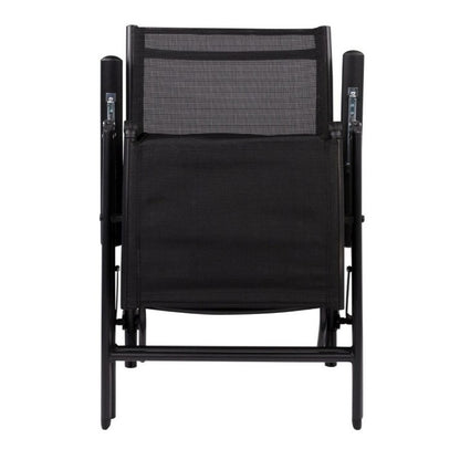 Scaun 2in1 de Gradina, Klevo, Sezlong, Suport Picioare, Pliabil, Cadru Metalic, Impermeabil, 47 x 110 x 46 cm, Negru