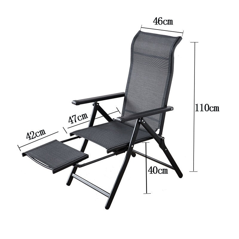 Scaun 2in1 de Gradina, Klevo, Sezlong, Suport Picioare, Pliabil, Cadru Metalic, Impermeabil, 47 x 110 x 46 cm, Negru