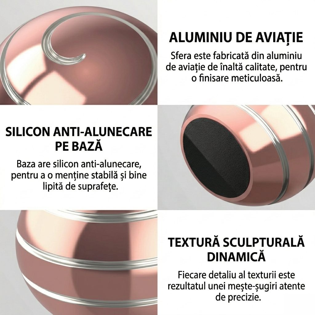 Sfera Fidget Spinner Metalic, Klevo, Corp Aliaj Zinc, Rulment Inox, Jucarie Antistres pentru Focus si Relaxare, Diametru 40 mm, Gadget pentru Birou, Scoala, Cadou pentru Copii si Adulti, Roz