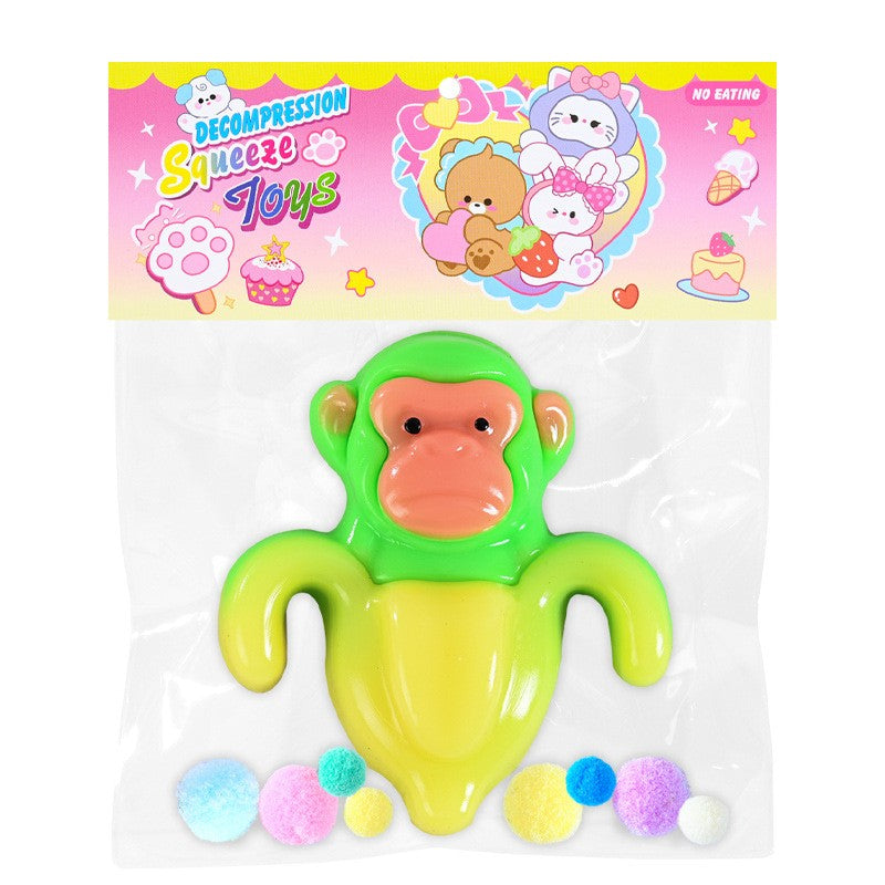 Jucarie Antistres Squishy, Klevo, cu Revenire Lenta, Squeeze Toys, Model Cimpanzini Bananini, Ambalaj Transparent, Galben/Verde