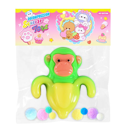 Jucarie Antistres Squishy, Klevo, cu Revenire Lenta, Squeeze Toys, Model Cimpanzini Bananini, Ambalaj Transparent, Galben/Verde