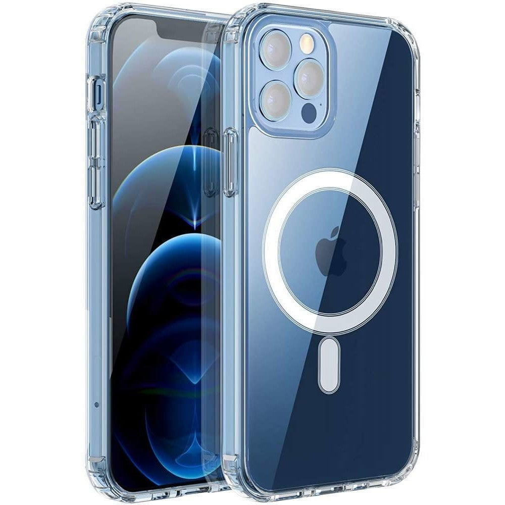 Husa protectie Klevo pentru iPhone 12/12 Pro Mag Safe, 2 in 1 incarcare si magnet, Silicon si Acril, Transparenta