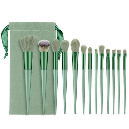 Set 13 pensule pentru machiaj, Klevo, super soft, makeup profesional/incepatori, verde