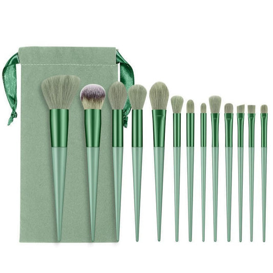 Set 13 pensule pentru machiaj, Klevo, super soft, makeup profesional/incepatori, verde