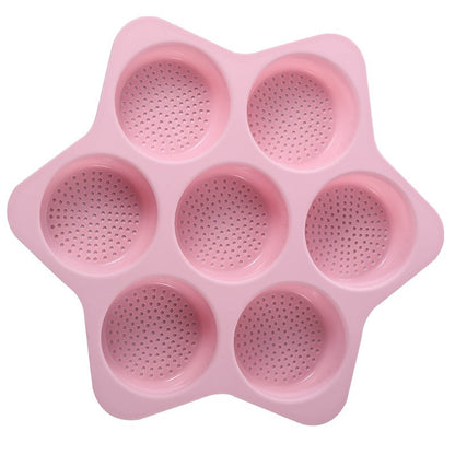 Forme de Silicon pentru Copt, Klevo, 7 Forme Rotiunde, pentru Burgeri si Prajituri, 38.5 x 4 cm, Roz